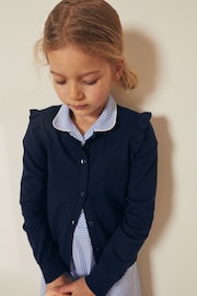 Navy Blue Cotton Rich Frill Shoulder School Cardigan (3-16yrs) - Image 1 of 6