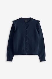 Navy Blue Cotton Rich Frill Shoulder School Cardigan (3-16yrs) - Image 5 of 6