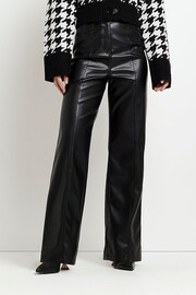 River Island Black High Waist Fitted Straight Leg Trousers - Image 1 of 5