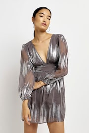 River Island Silver Tie back Swing Mini Dress - Image 1 of 5