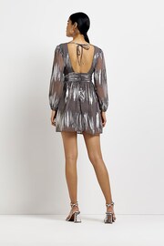 River Island Silver Tie back Swing Mini Dress - Image 2 of 5