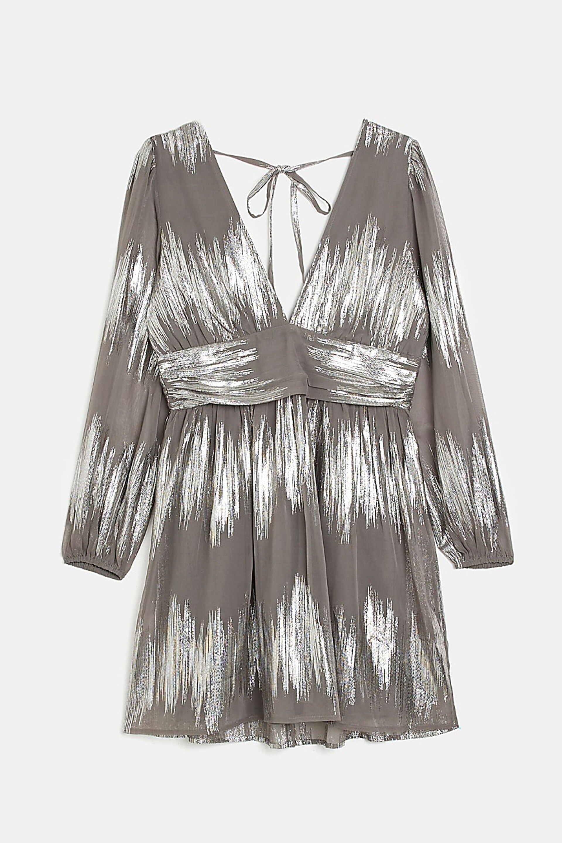 River Island Silver Tie back Swing Mini Dress - Image 5 of 5