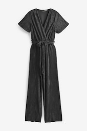 Girl In Mind Black Aaliyah Wide Leg Plisse Jumpsuit - Image 5 of 5