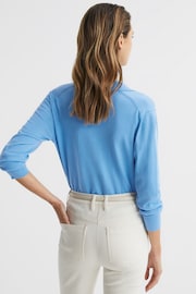 Reiss Blue Nellie Knitted Collared V-Neck Top - Image 5 of 6