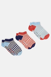 Joules Rilla Blue Striped Trainer Socks (3 Pack) - Image 1 of 3