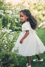 Angel & Rocket White Taffeta Bow Baby Dress - Image 1 of 7