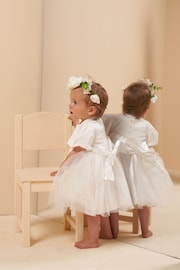 Angel & Rocket White Taffeta Bow Baby Dress - Image 3 of 7