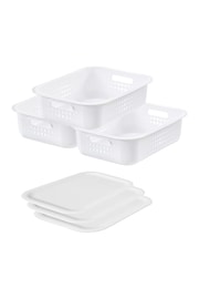 Orthex White Smartstore Set of 3 6L Baskets With Lids - Image 5 of 6