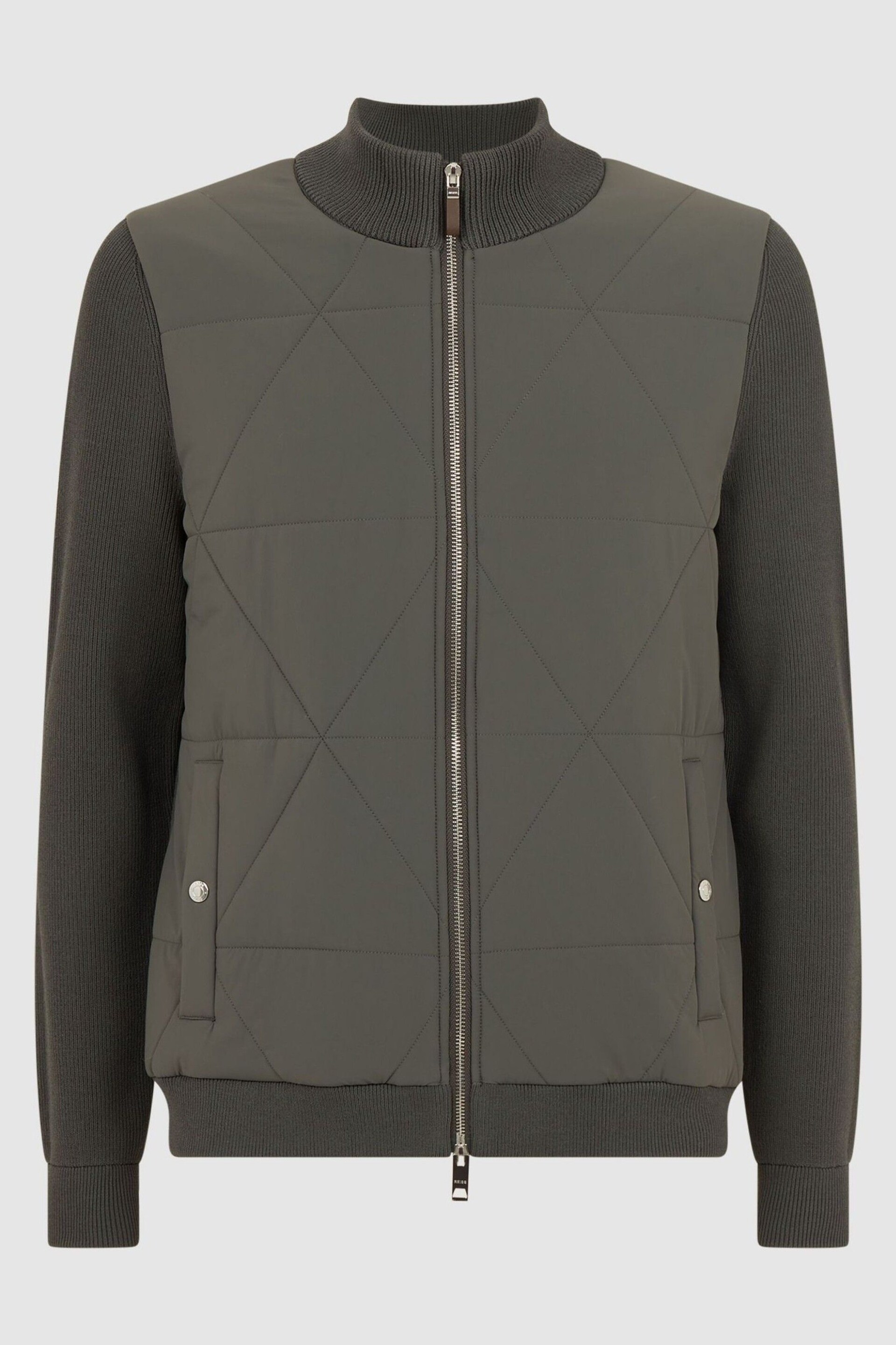 Reiss Forest Green Amos Hybrid Zip-Through Quilted Jacket - Image 2 of 4