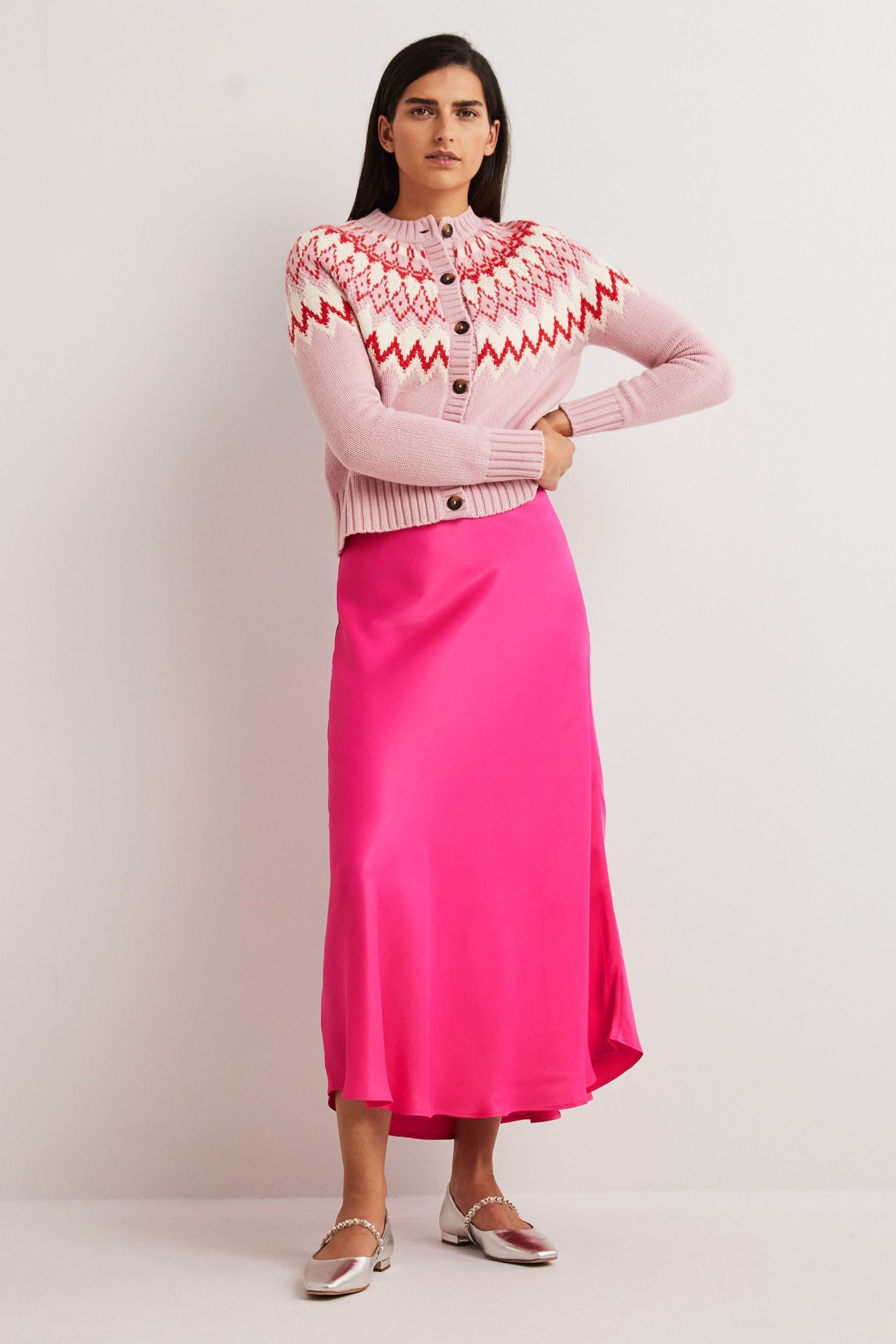 Pink bias midi skirt online
