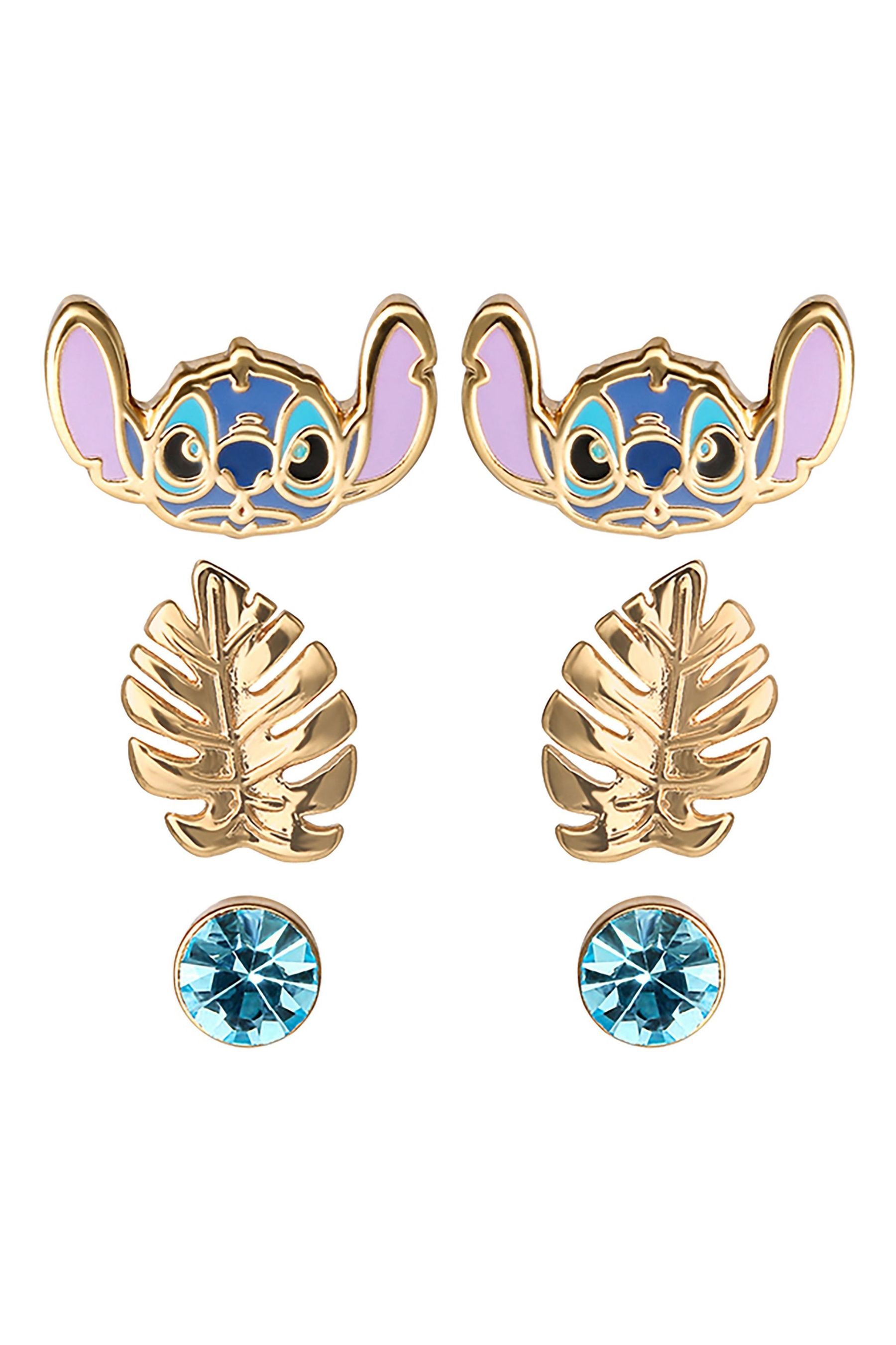 Buy Peers Hardy Disney Lilo Stitch Gold Tone Coloured 3 Piece Earring Set from the Next UK online shop