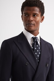 Reiss Navy Rock Medallion Jacquard Print Silk Tie - Image 3 of 6