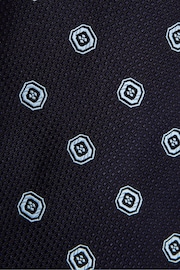 Reiss Navy Rock Medallion Jacquard Print Silk Tie - Image 6 of 6