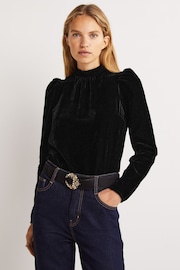 Boden Black Mutton Sleeve Velvet Top - Image 1 of 5