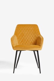 Set of 2 Soft Velvet Ochre Yellow Hamilton Arm Dining Chairs - Image 2 of 8
