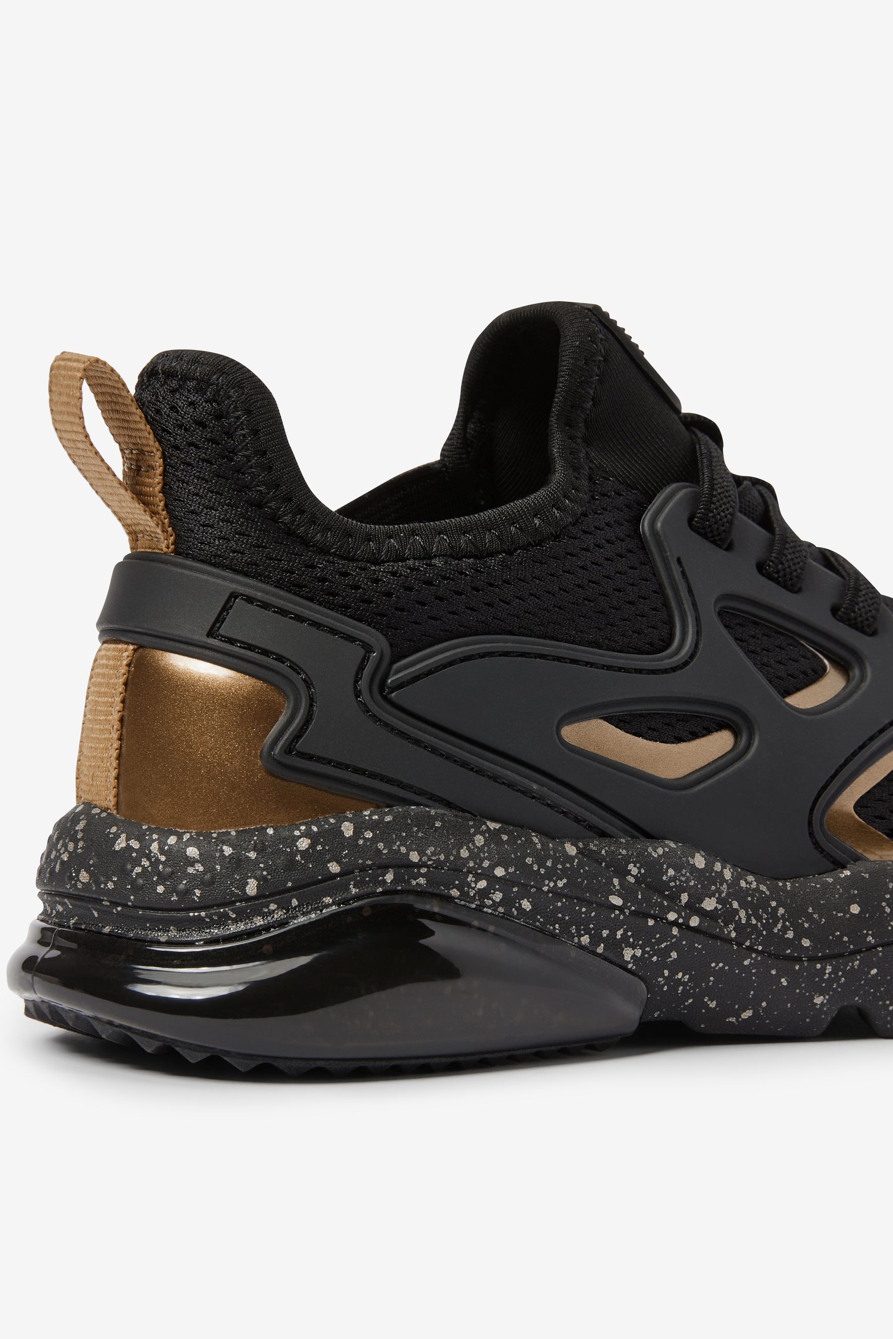 Buy Black Gold Elastic Lace Trainers from Next Canada