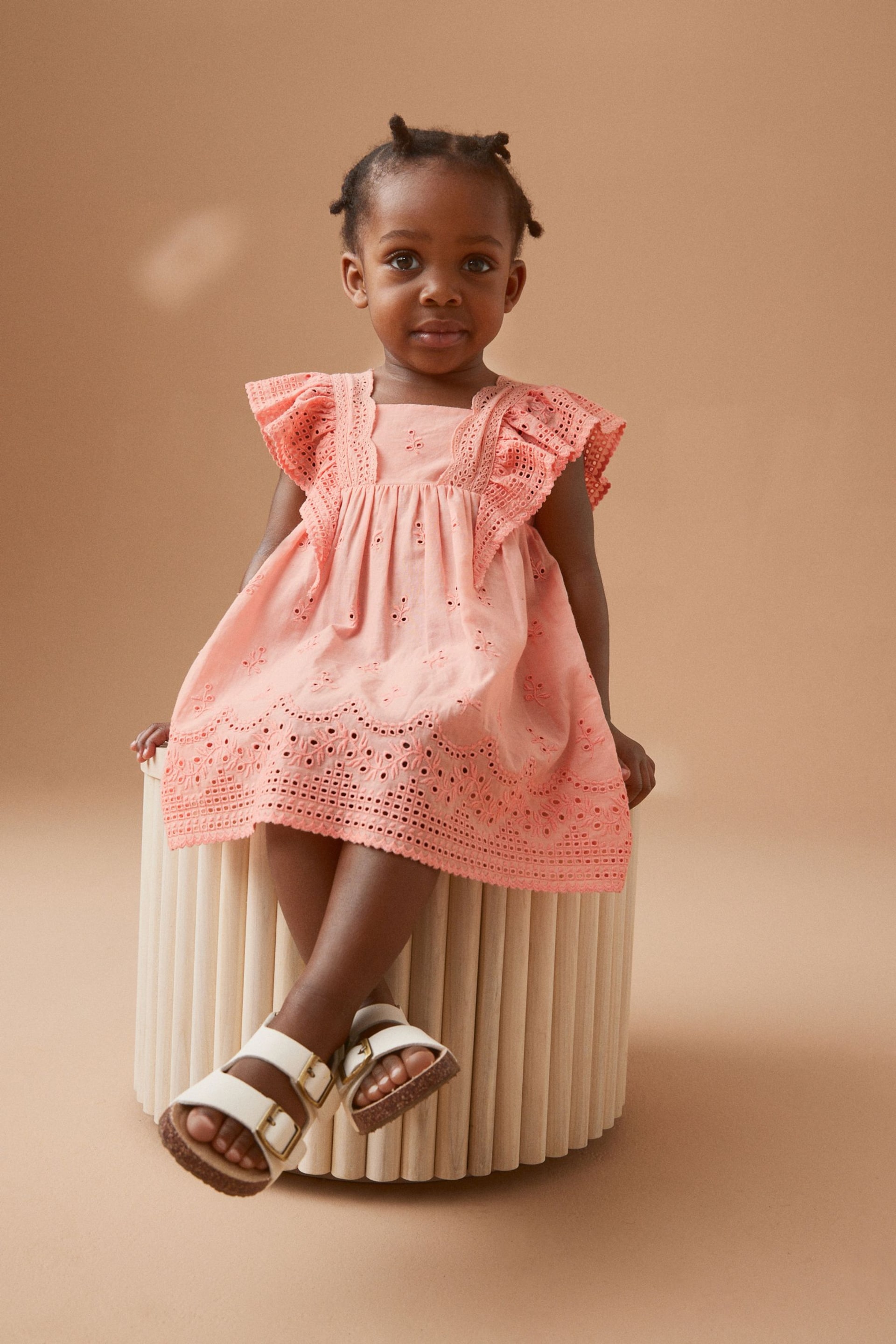 Pink Cotton Broderie Dress (3mths-8yrs) - Image 2 of 8