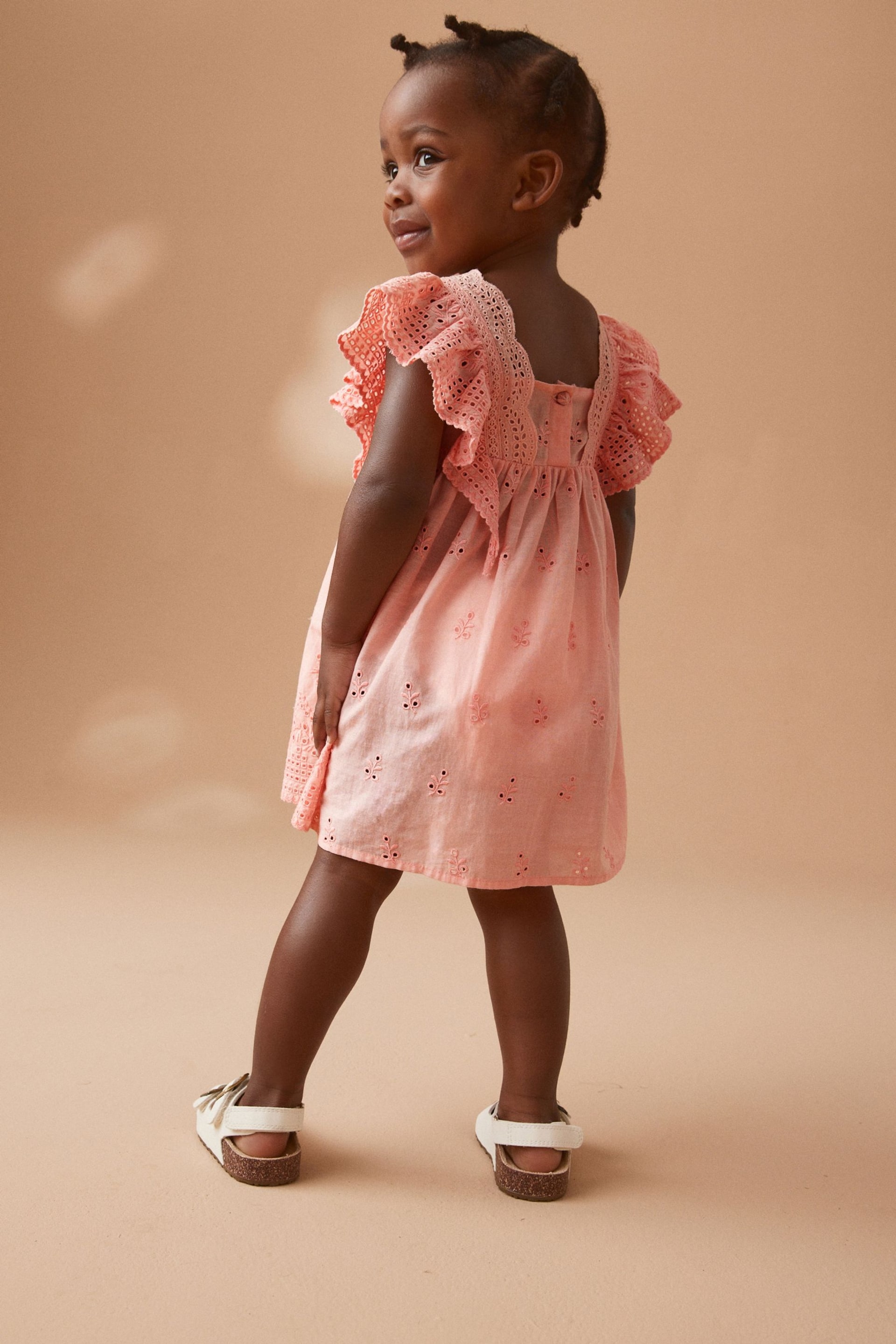 Pink Cotton Broderie Dress (3mths-8yrs) - Image 3 of 8
