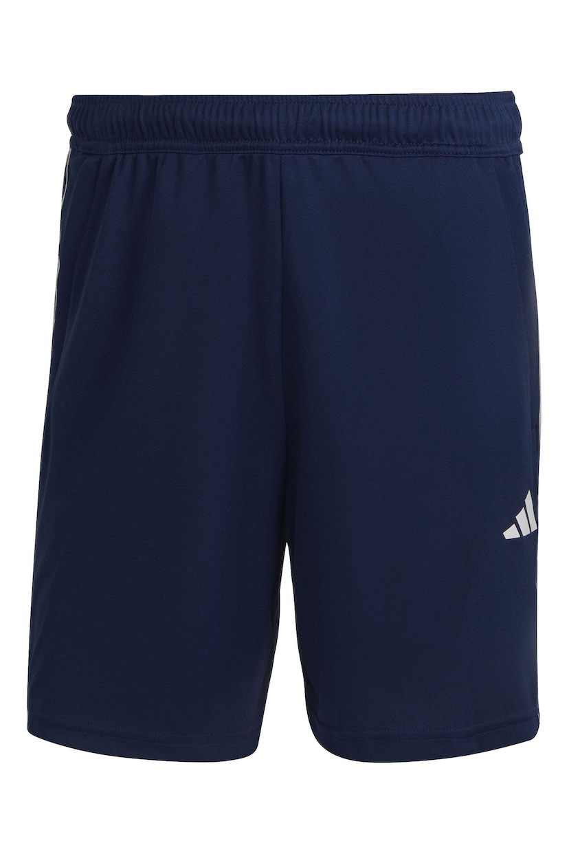 adidas Blue Train Essentials Piqué 3-Stripes Training Shorts - Image 4 of 5