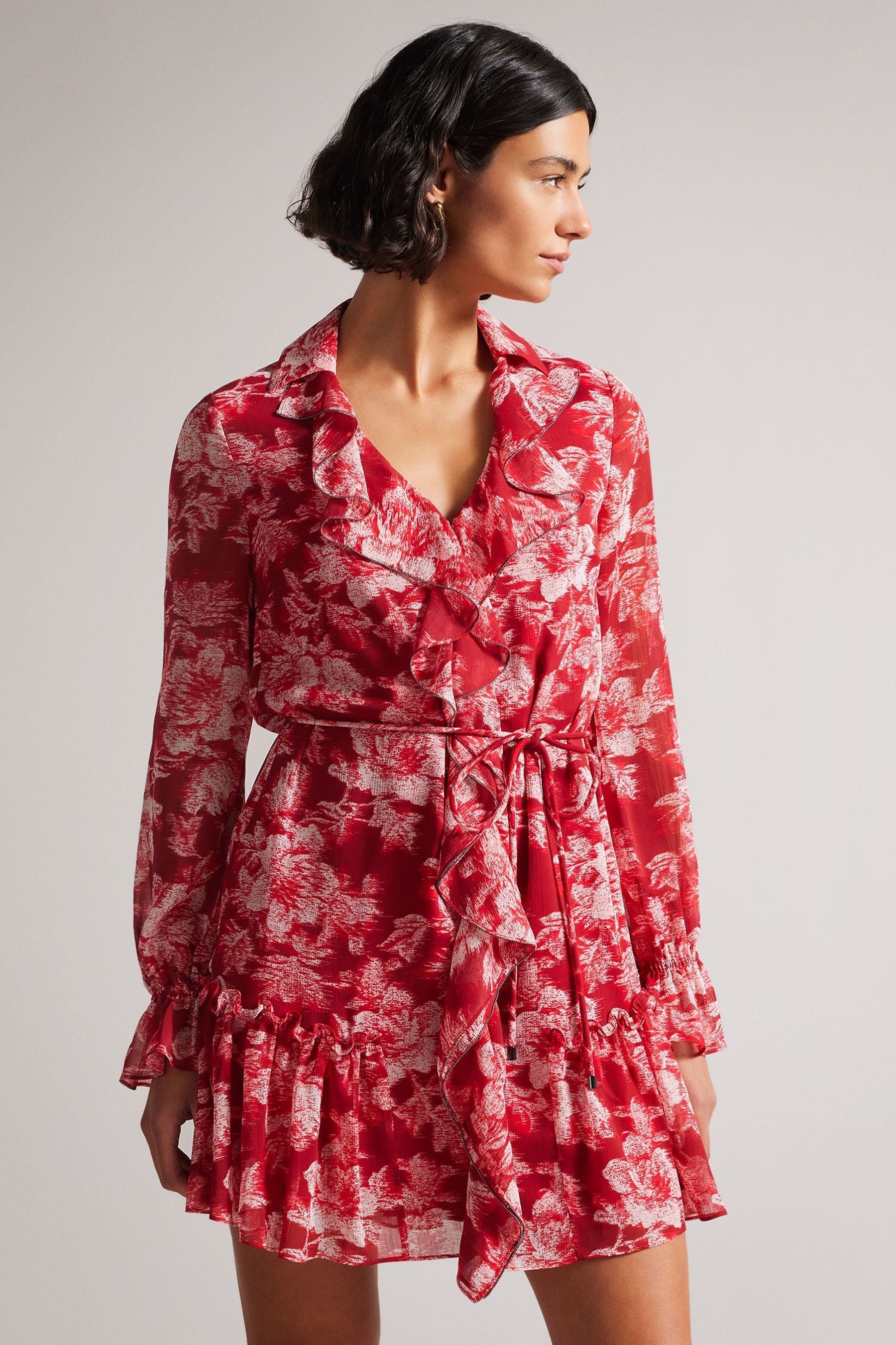 Ted baker red ruffle dress hot sale