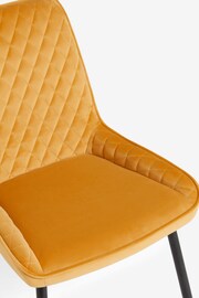 Set of 2 Soft Velvet Ochre Yellow Hamilton Non Arm Dining Chairs - Image 6 of 8