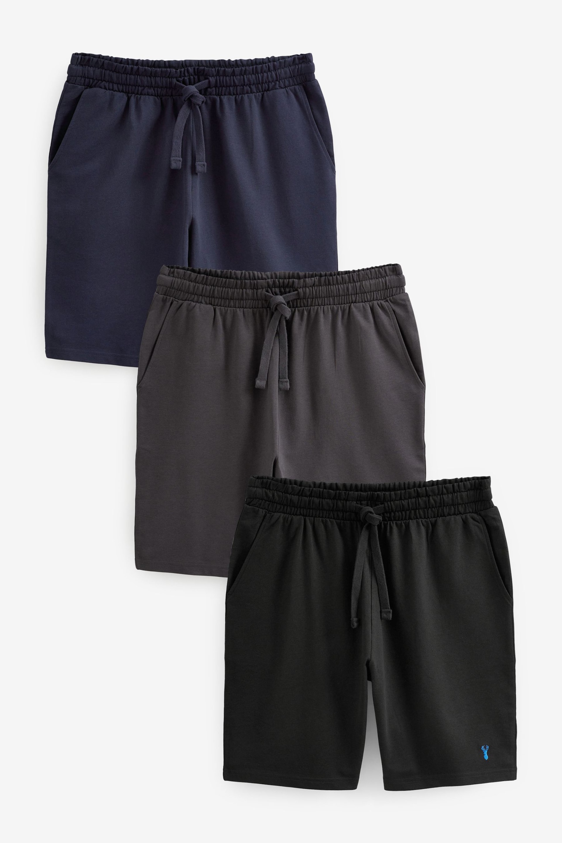 Navy Blue/Grey/Black Lightweight Shorts 3 Pack - Image 1 of 15