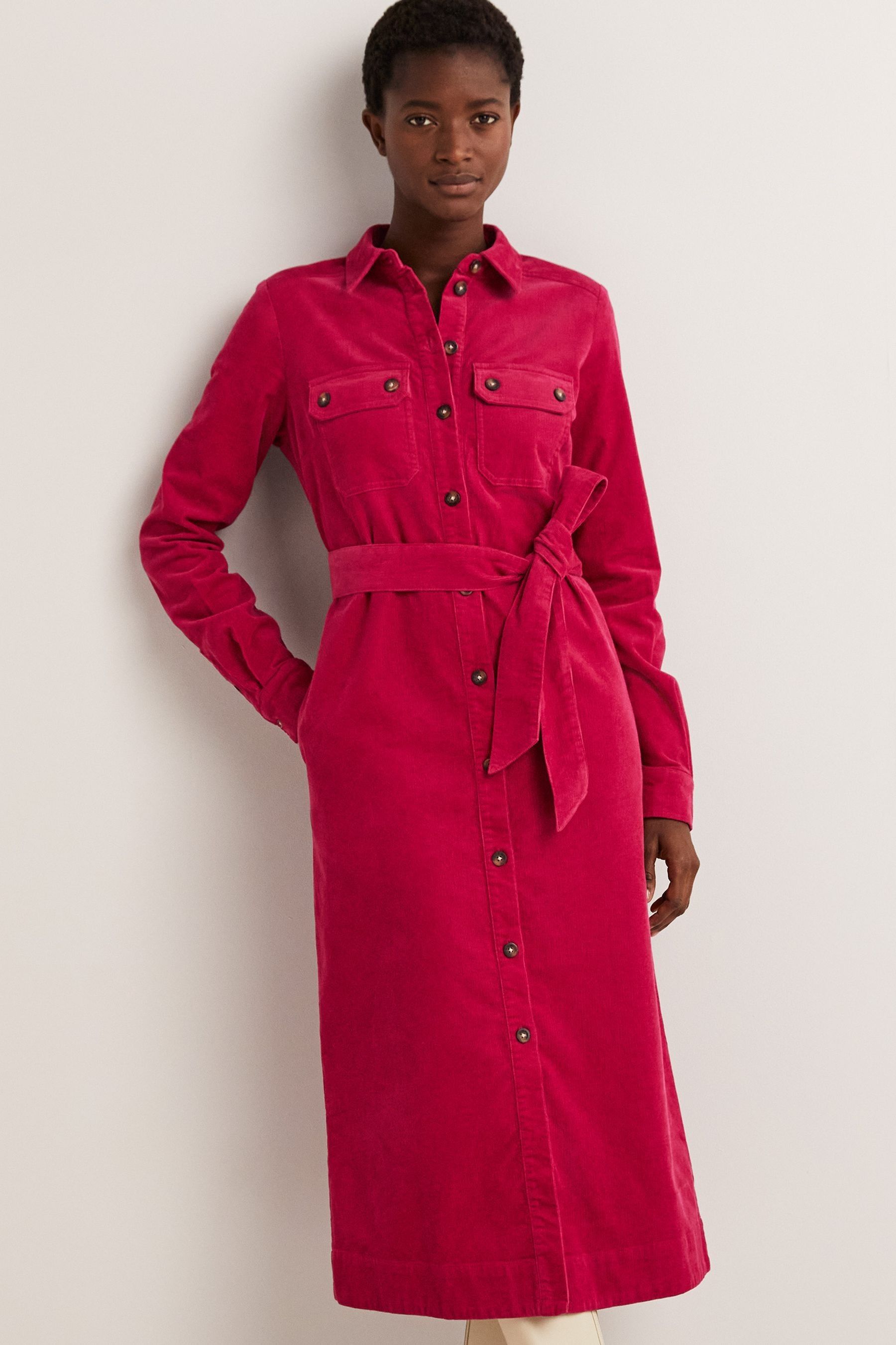 Buy Boden Pink Corduroy Midi Shirt Dress from Next Latvia
