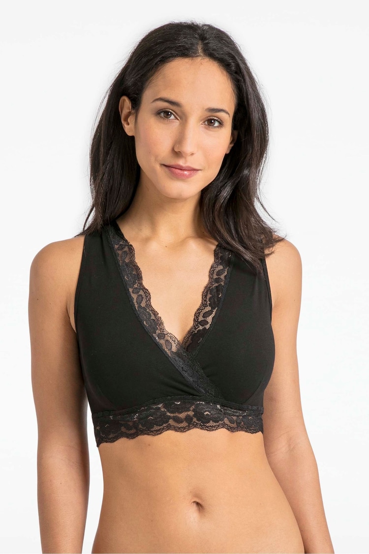 JoJo Maman Bébé Black Lace Trim Maternity & Nursing Sleep Bras - Image 2 of 4