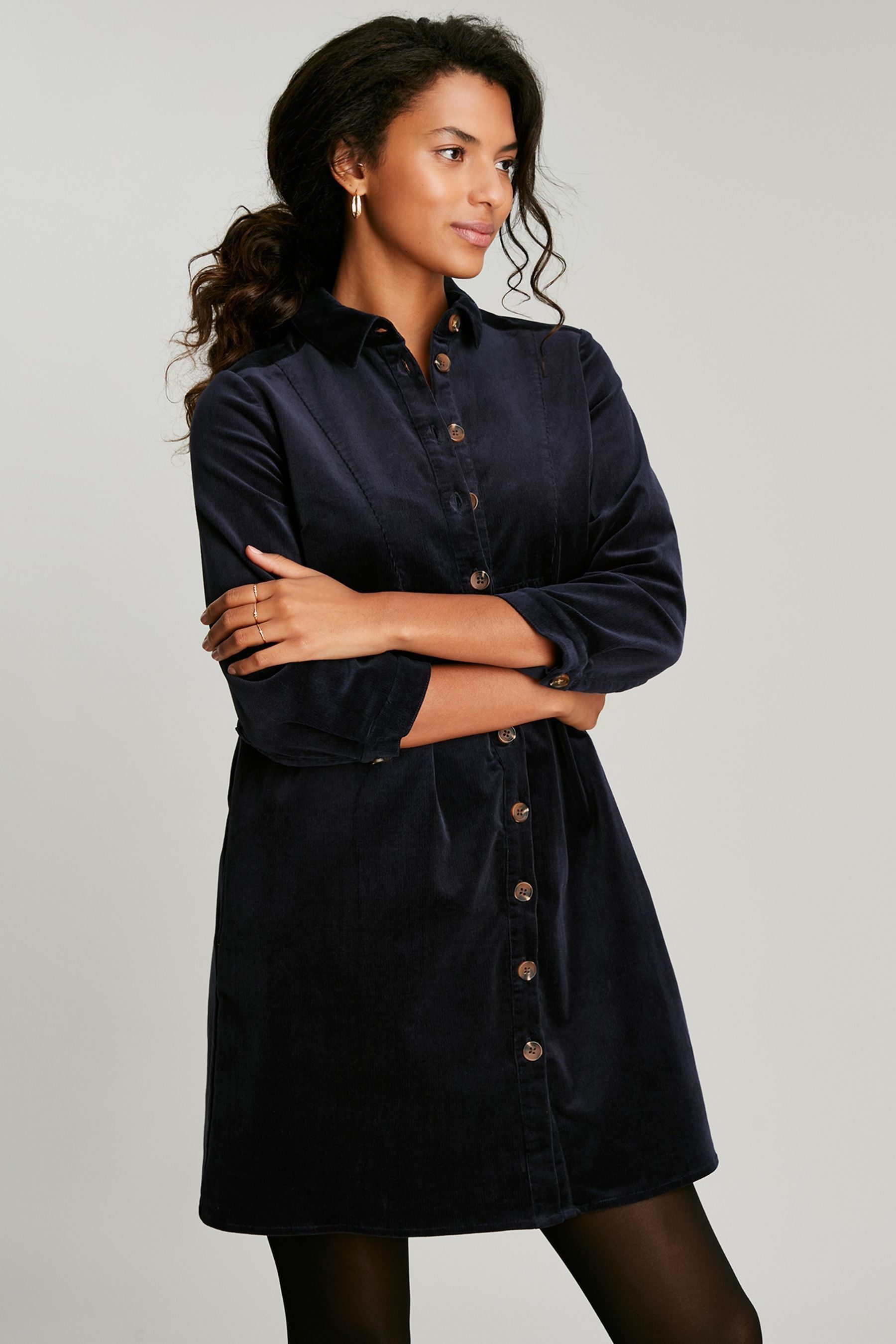 Buy Joules Blue Harlow Cord Button Through Dress from Next Croatia