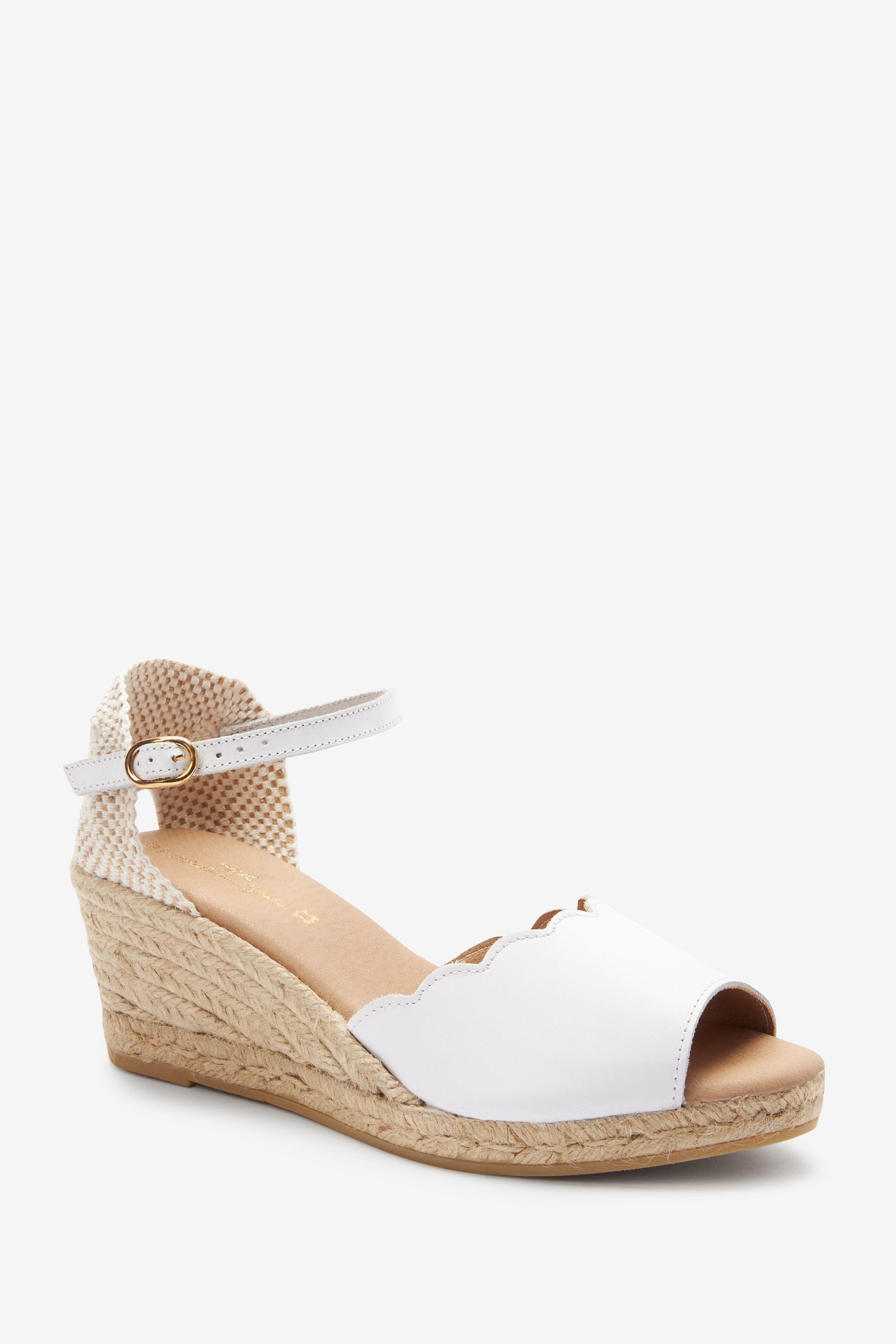 Buy White Forever Comfort Scalloped Peep Toe Wedges from Next Luxembourg