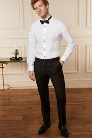 White Slim Fit Double Cuff Dress Shirt and Bow Tie Set - Image 2 of 6