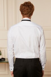 White Slim Fit Double Cuff Dress Shirt and Bow Tie Set - Image 3 of 6