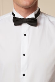 White Slim Fit Double Cuff Dress Shirt and Bow Tie Set - Image 6 of 6