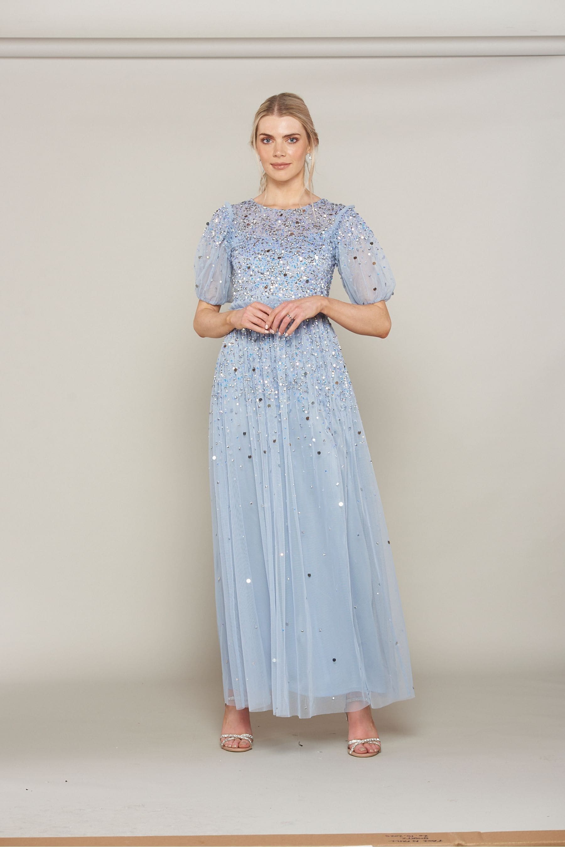 Buy Amelia Rose Blue Embellished Maxi Dress from Next Belgium