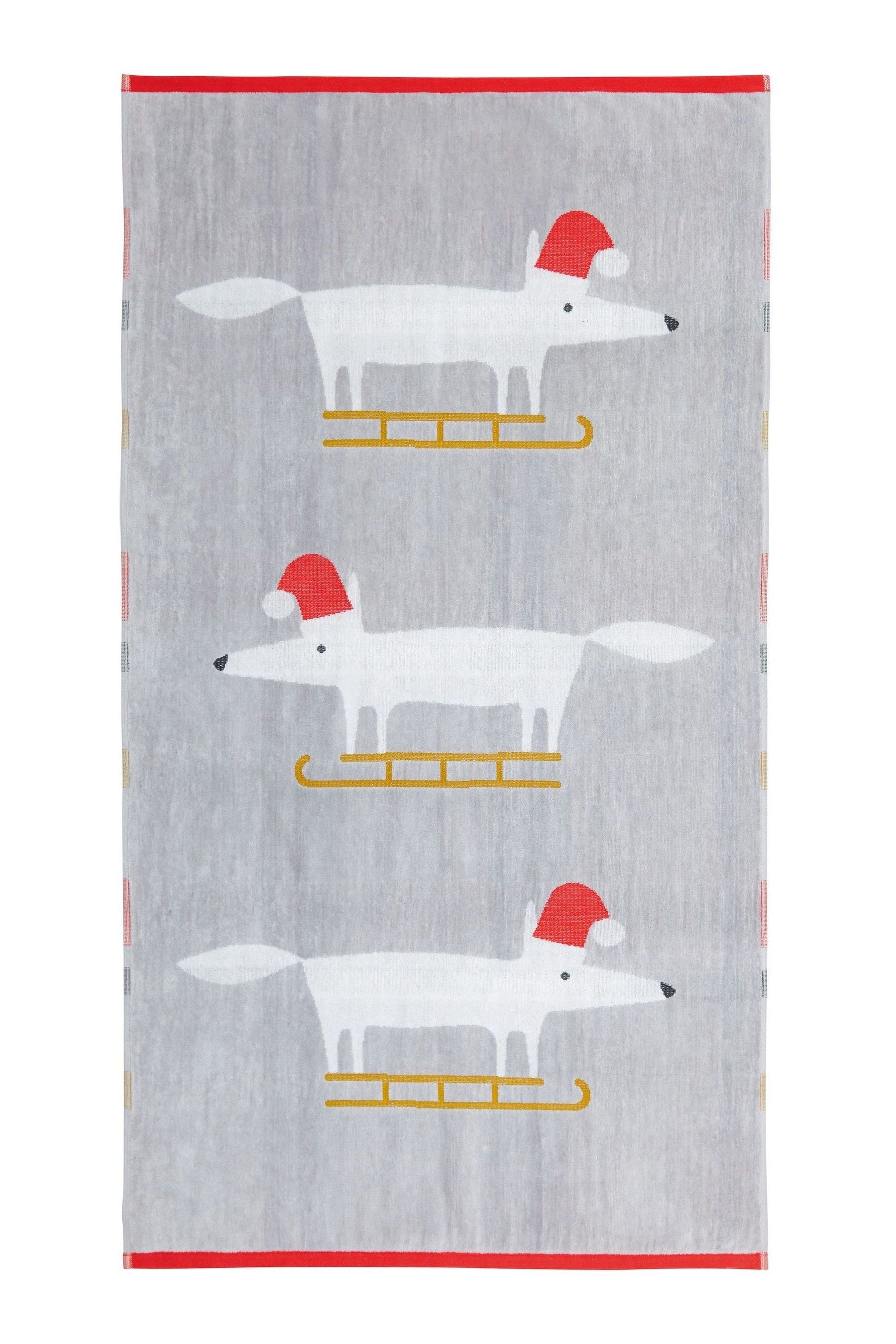 Buy Scion Set of 2 Grey Mr Fox Christmas Hand Towels from Next Ireland