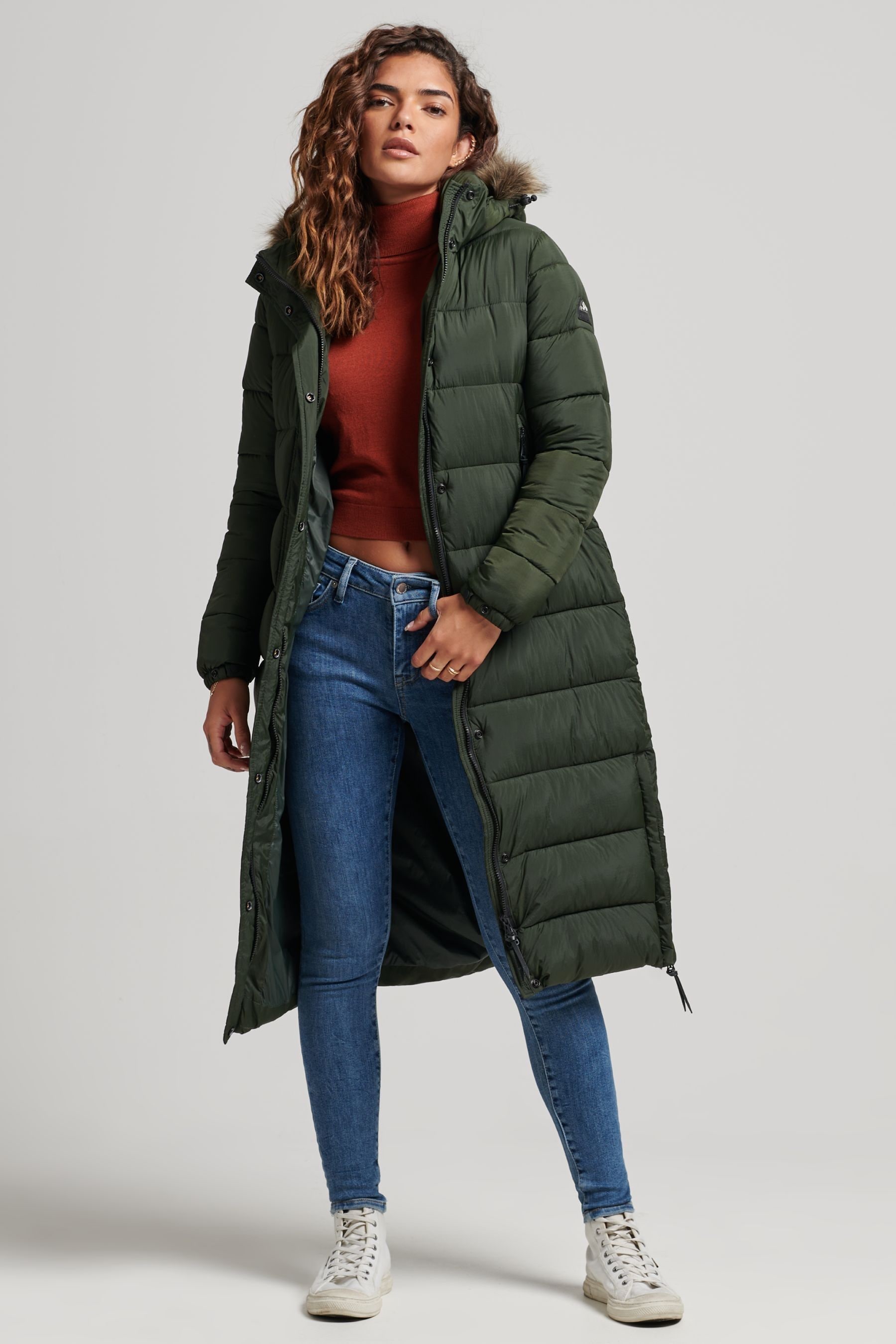Buy Superdry Surplus Goods Olive Vintage Hooded Long Jacket from Next Luxembourg
