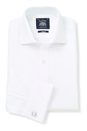 Savile Row Co White Fine Twill Slim Fit Double Cuff Shirt - Image 2 of 6