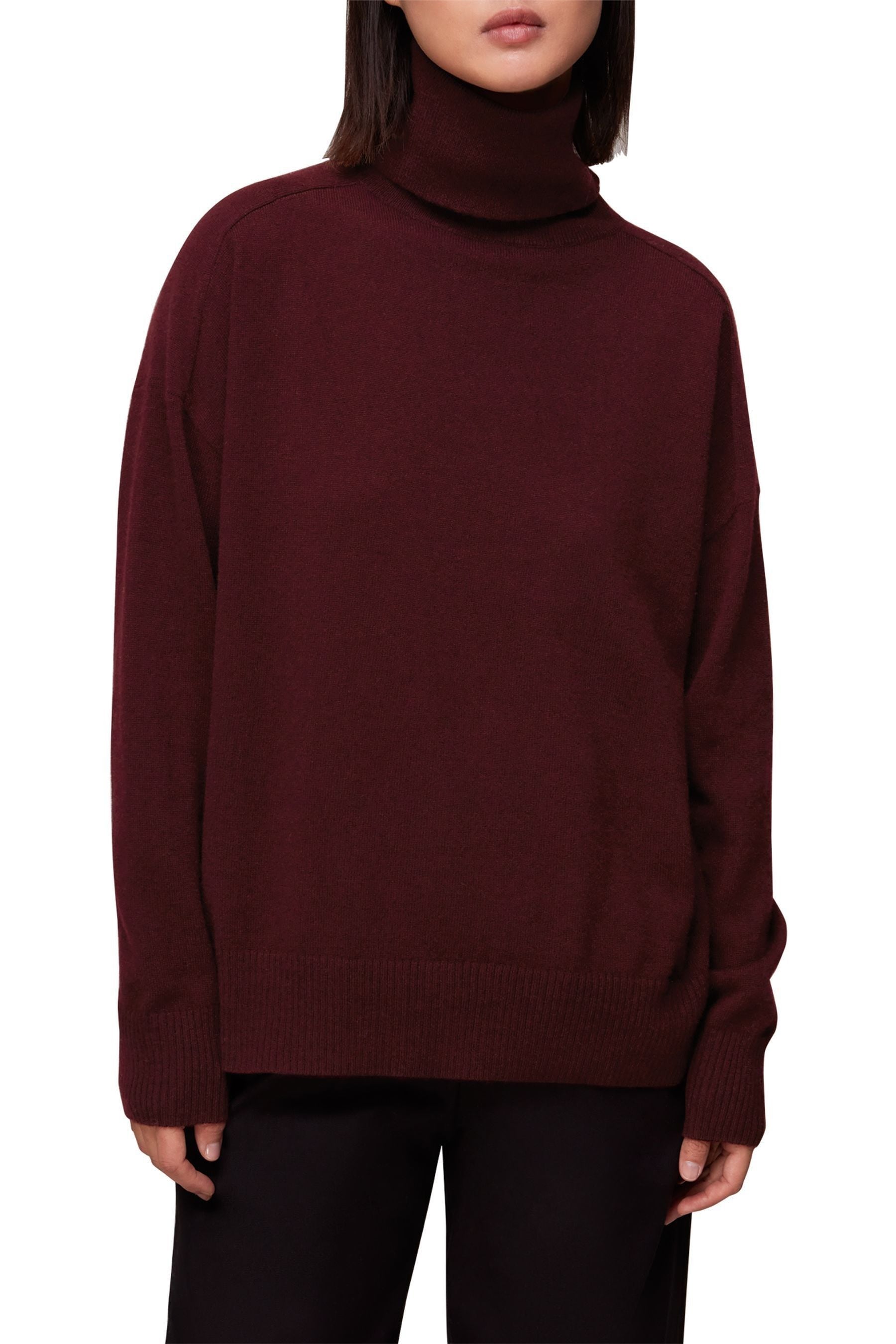 Red cashmere polo neck jumper sales