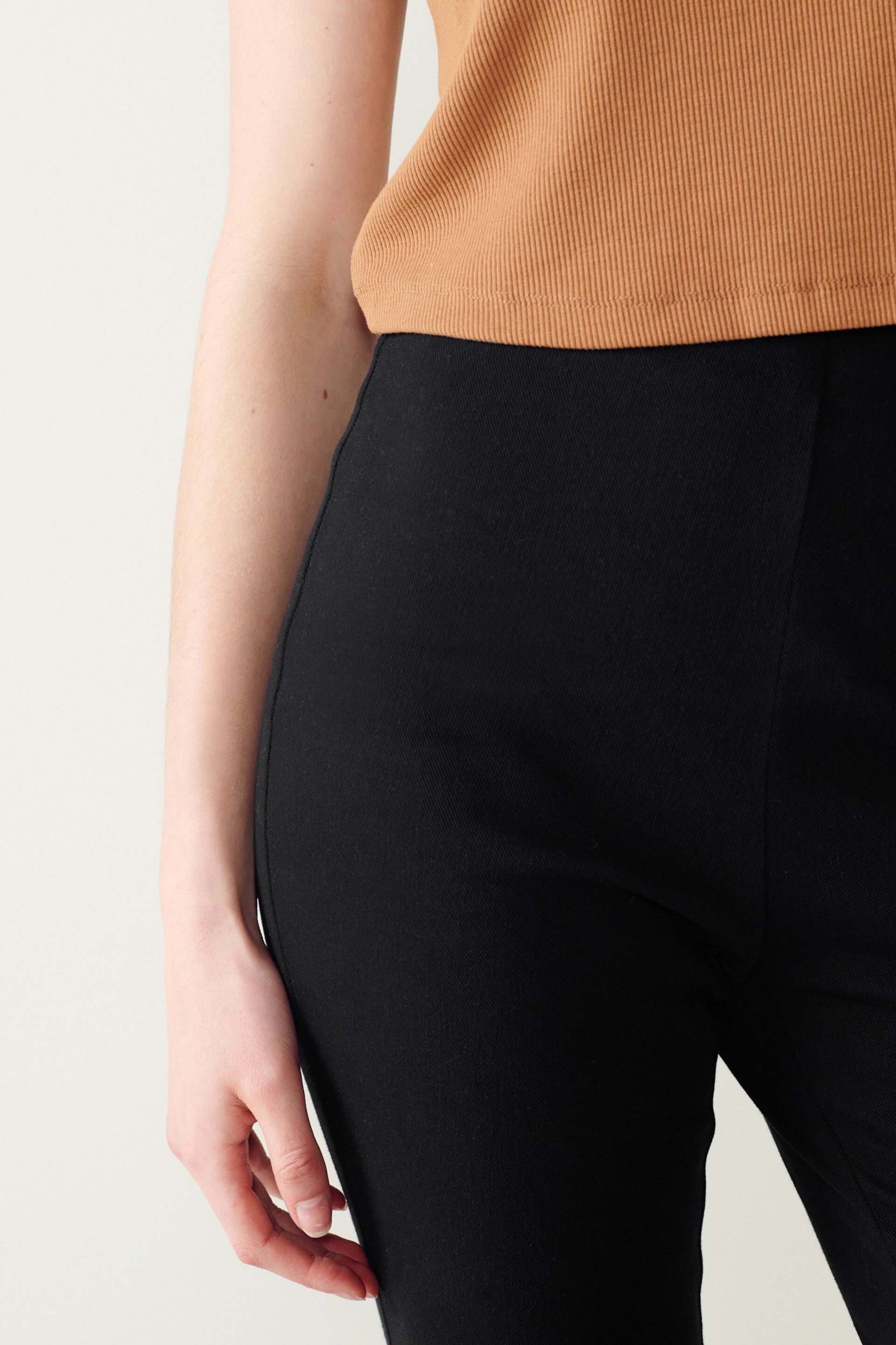 Black Jersey Denim Flared Leggings - Image 4 of 6