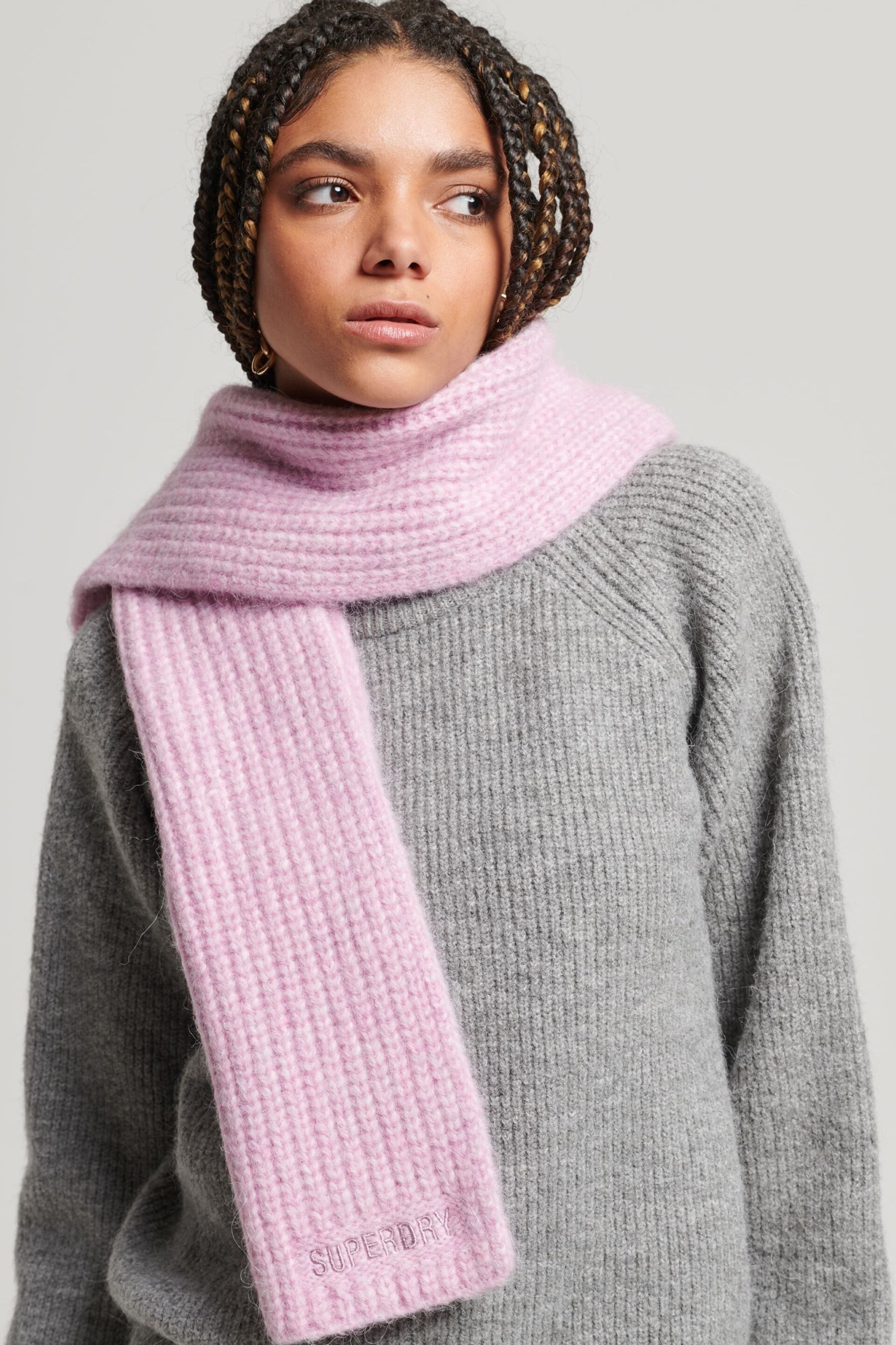 Superdry Pink Essential Ribbed Scarf - Image 1 of 3