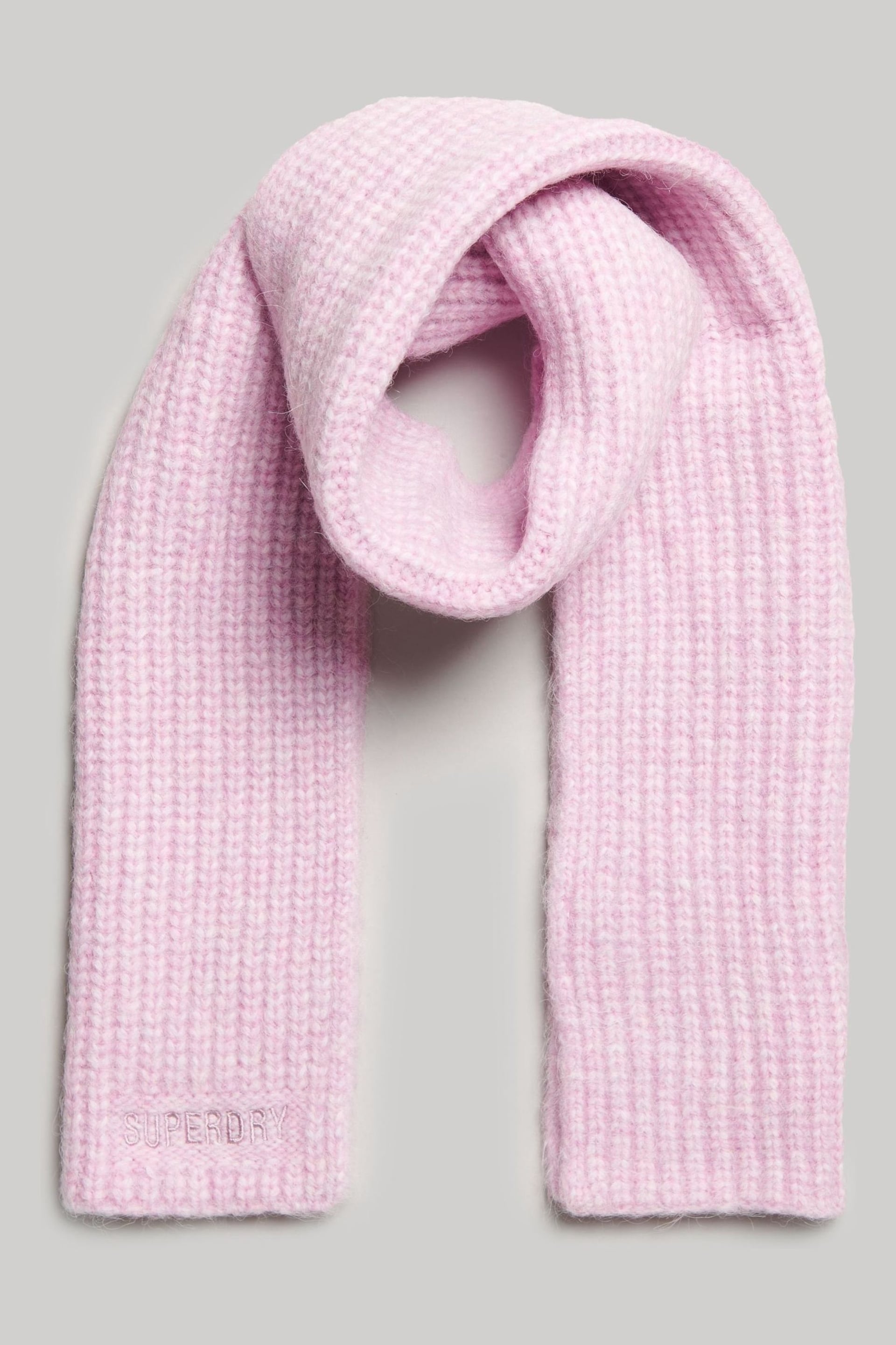 Superdry Pink Essential Ribbed Scarf - Image 2 of 3
