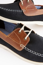 Tan Brown/Navy Blue Leather Boat Shoes - Image 5 of 6