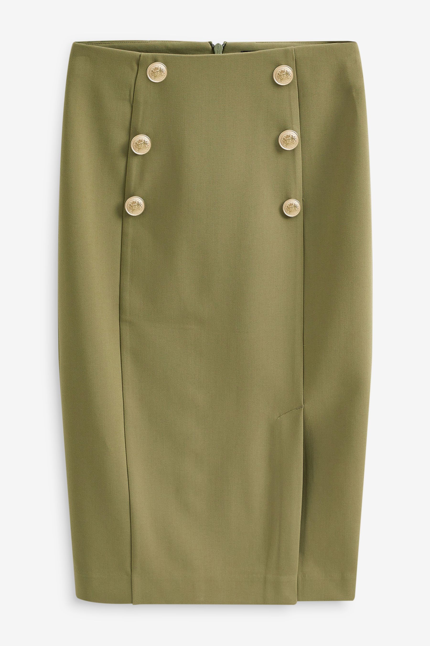 Green pencil skirt button 2025