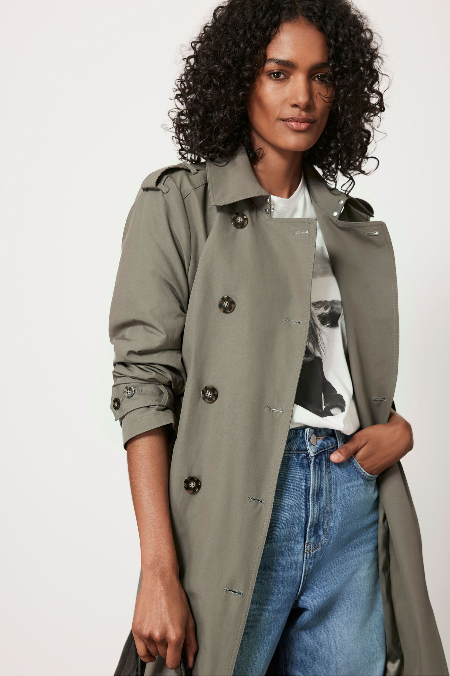 Buy Mint Velvet Green Cotton Trench Coat from Next Ireland