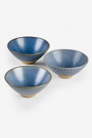 Set of 3 Blue Reactive Glaze Nibble and Dip Bowls - Image 5 of 6