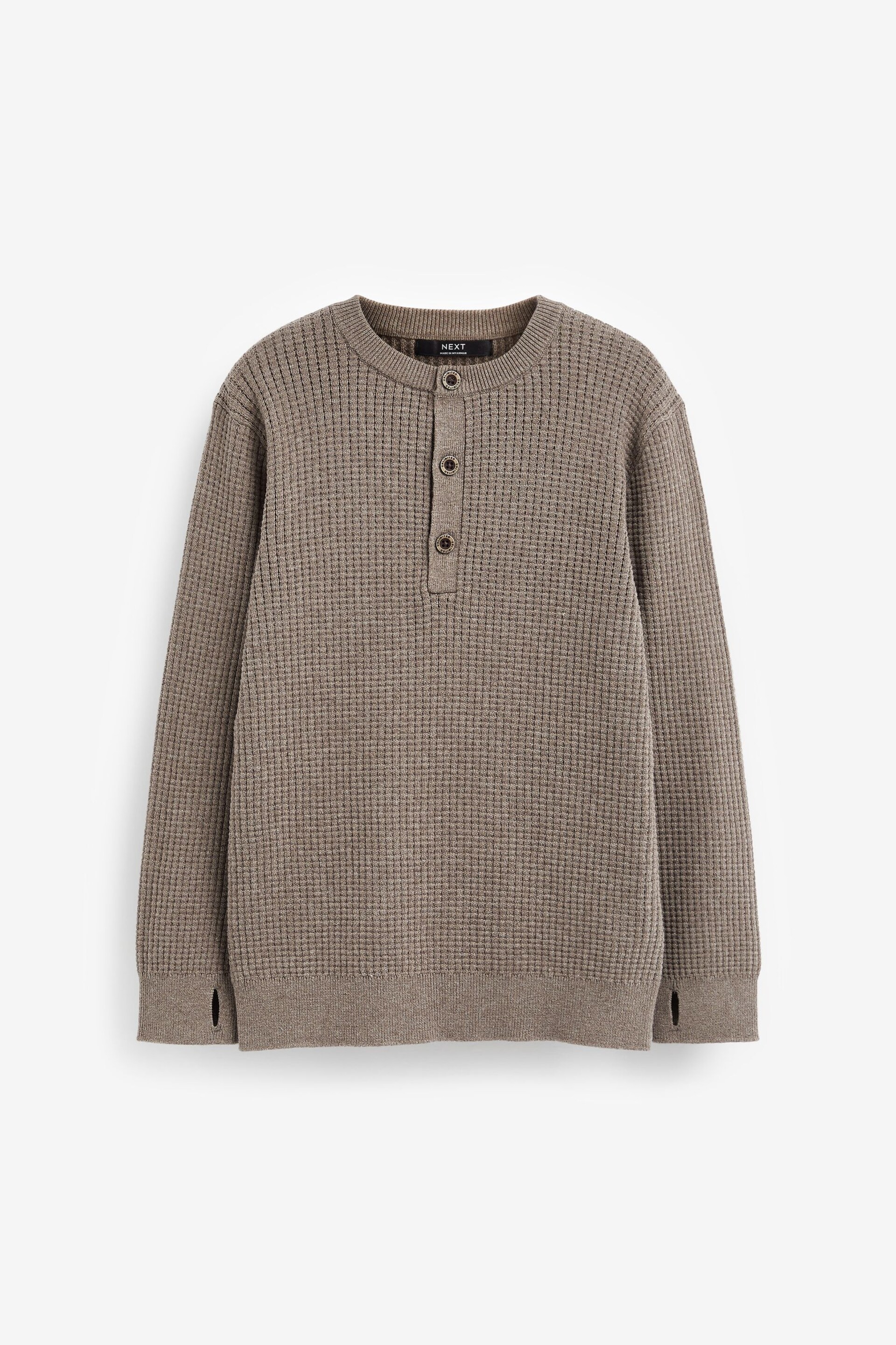 Taupe Brown Henley Crew Jumper (3-16yrs) - Image 1 of 2