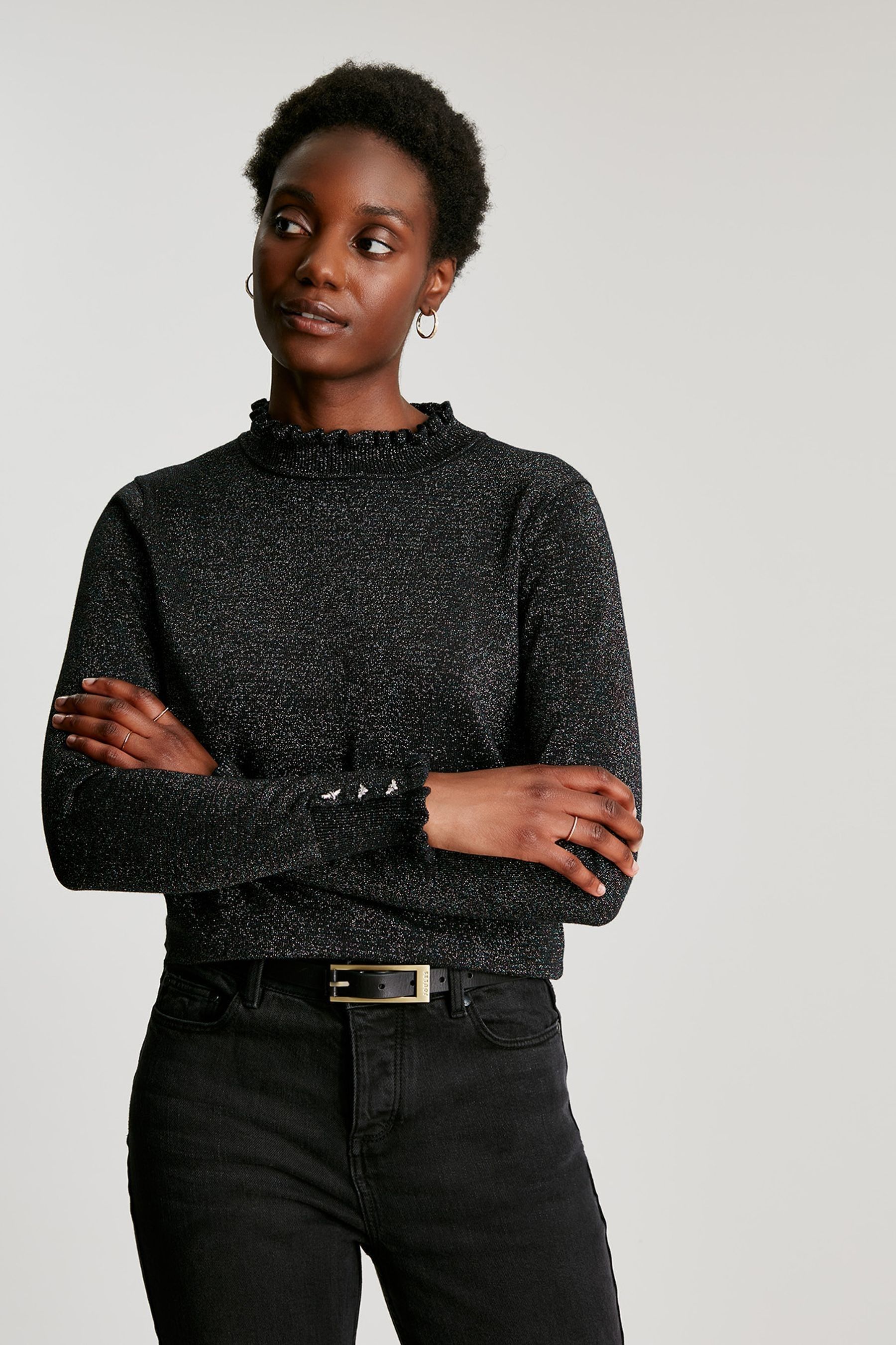 Grey frill neck jumper discount