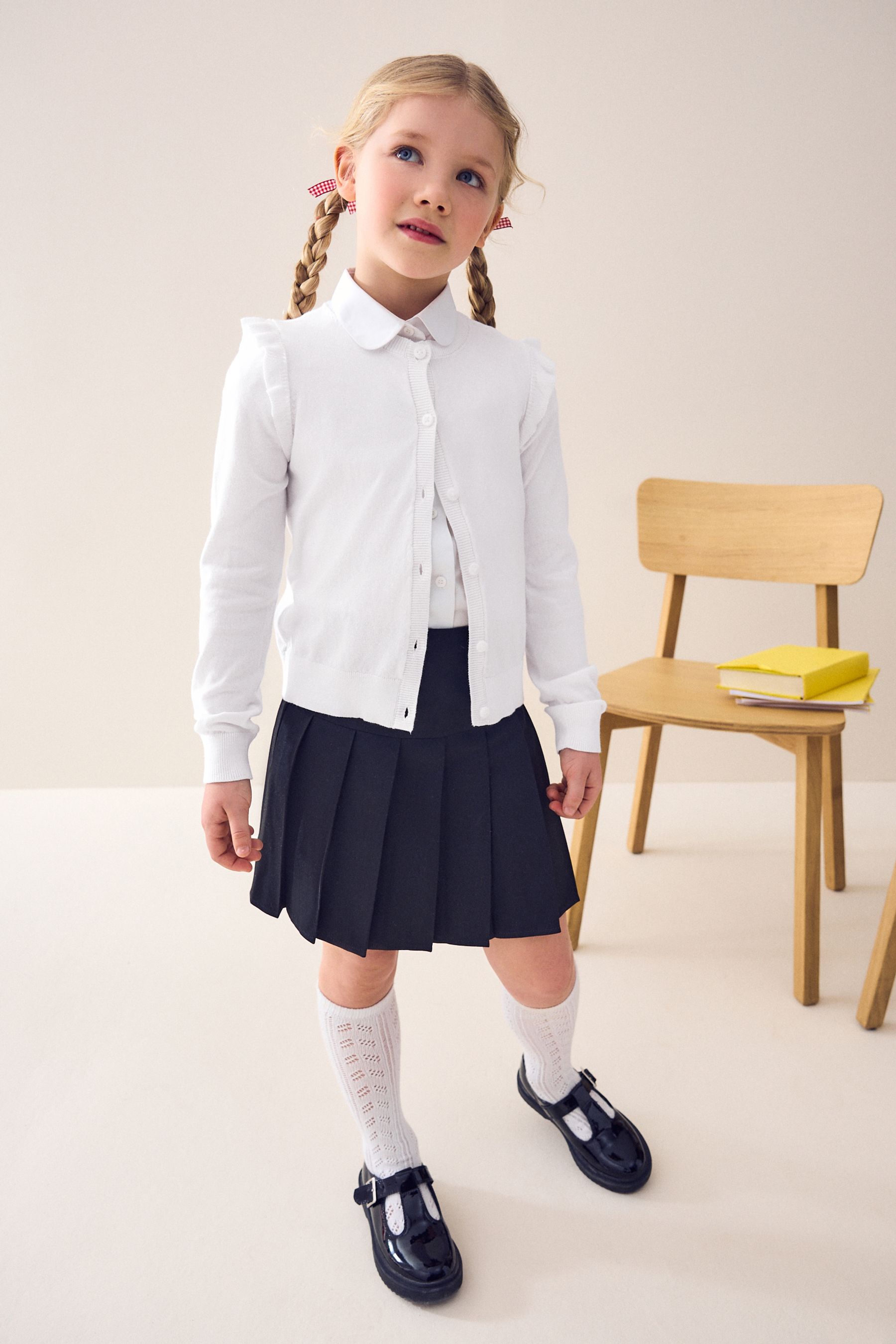 Buy White Cotton Rich Frill Shoulder School Cardigan 3 16yrs from Next Ireland