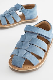 Blue Leather Closed Toe Touch Fastening Sandals - Image 3 of 7