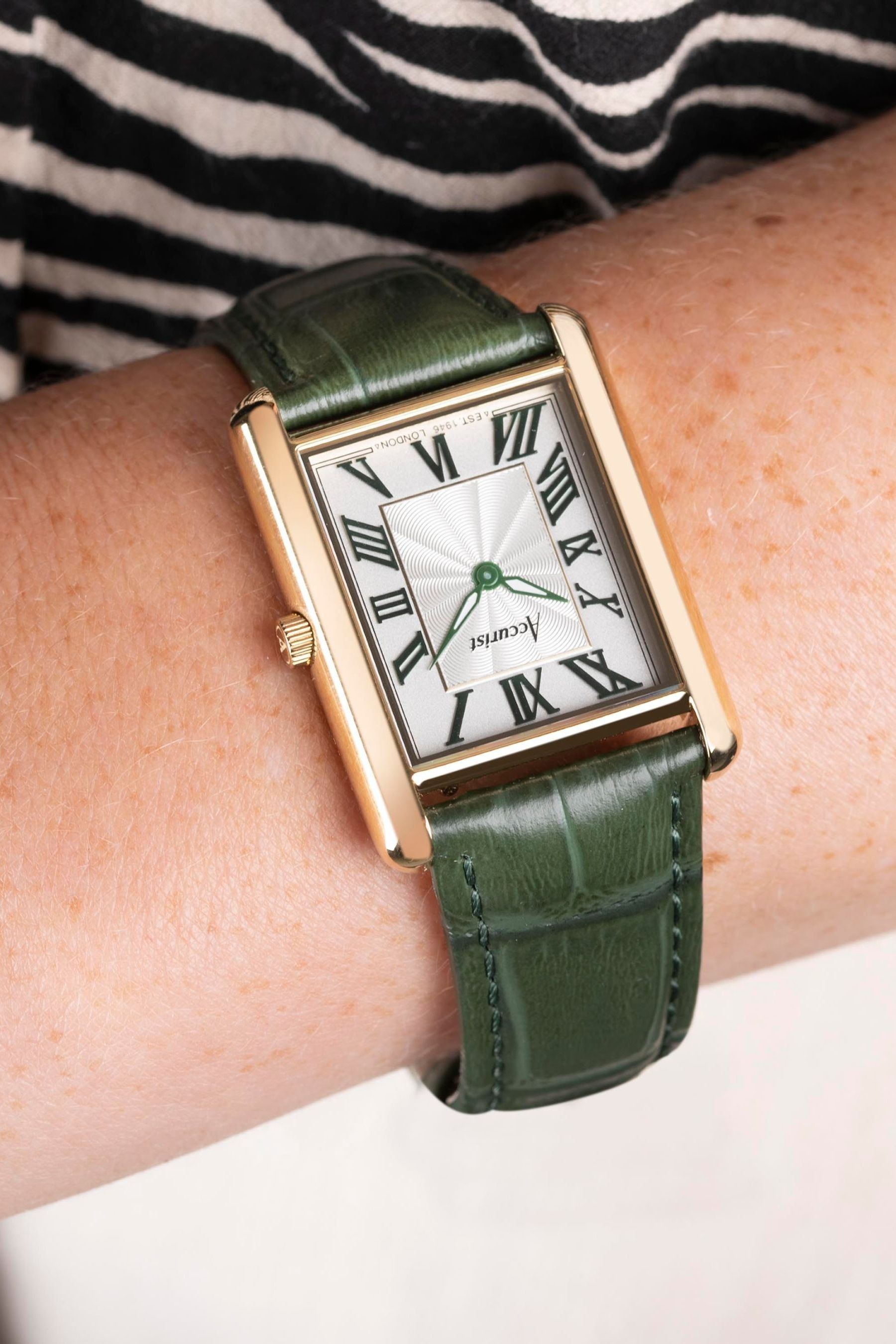 Buy Accurist Womens Green Rectangle Leather Strap Analogue Watch from the Next UK online shop